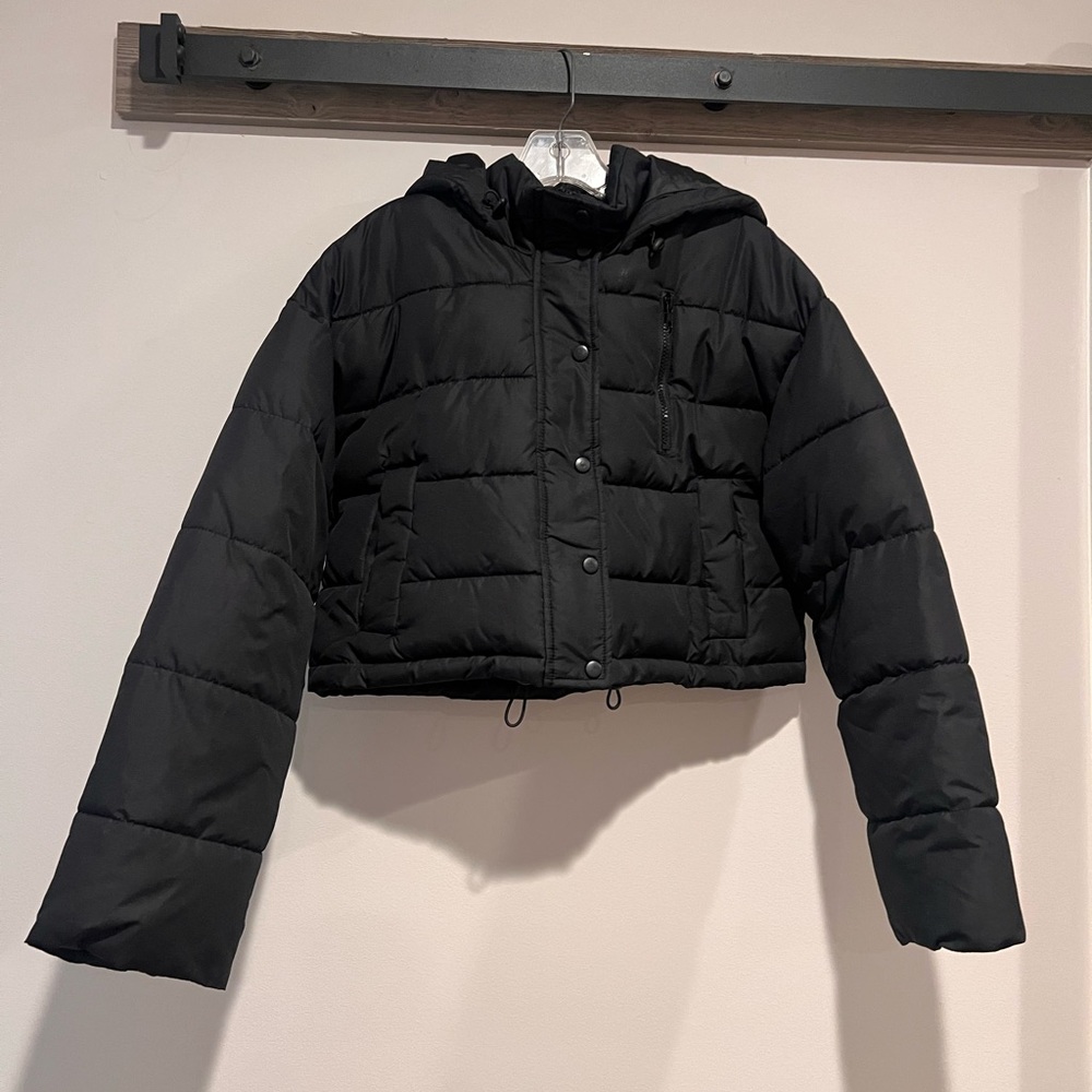 LA Hearts Cropped Black Puffer Jacket S/M
